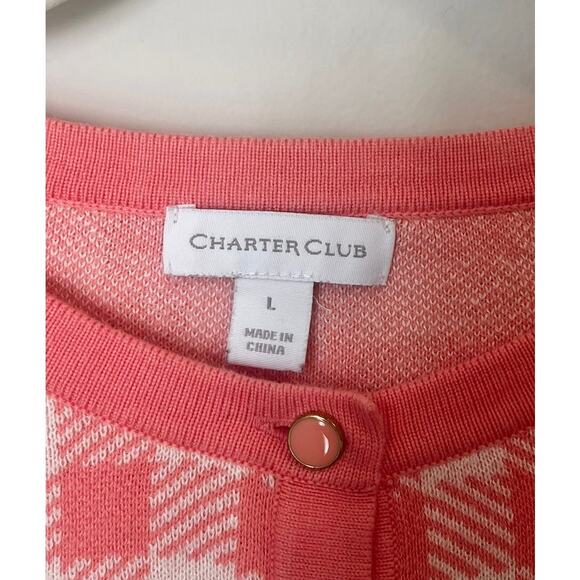 Charter Club Women's Sandy Pink Sequin Embroidered Button-Front Cardigan sz. L - Picture 3 of 7